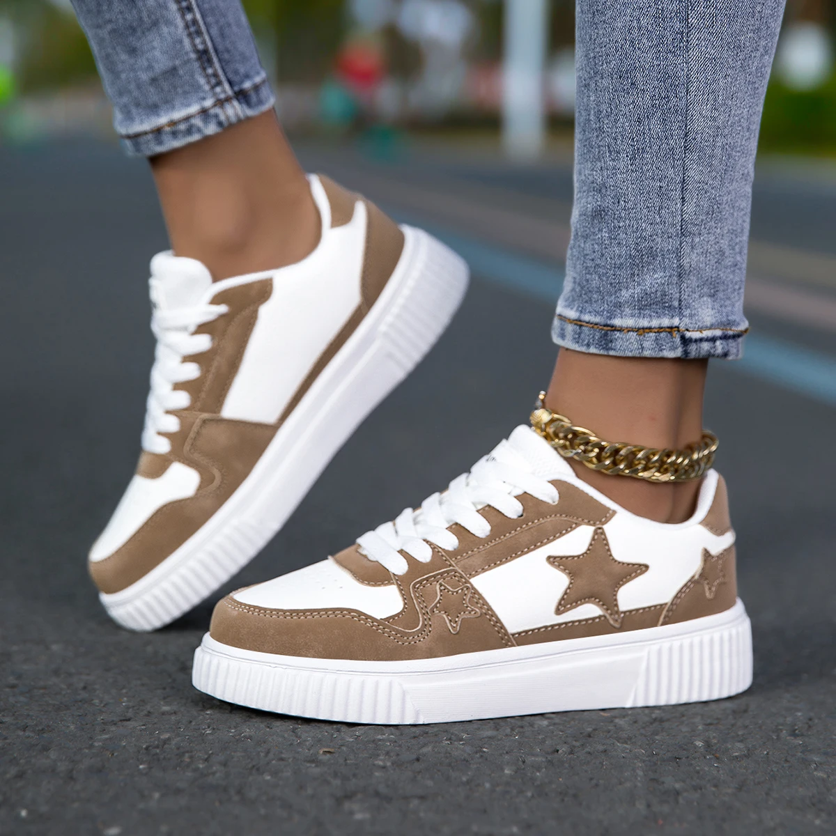 YRZL Damen-Turnschuhe, lässige Sportschuhe, Paar, atmungsaktiv, dicke Sohle, leichte Skateboard-Schuhe, modische Outdoor-Schuhe für Herren Image