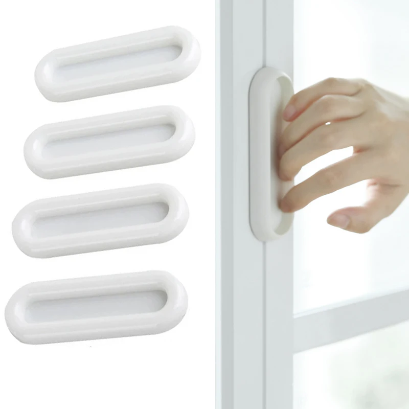 4 Stück selbstklebende Türgriffe, ovale Türgriffe für Innentüren, Glasfenster, Schrank, Schublade, rutschfester Griff, Hilfsgriffe