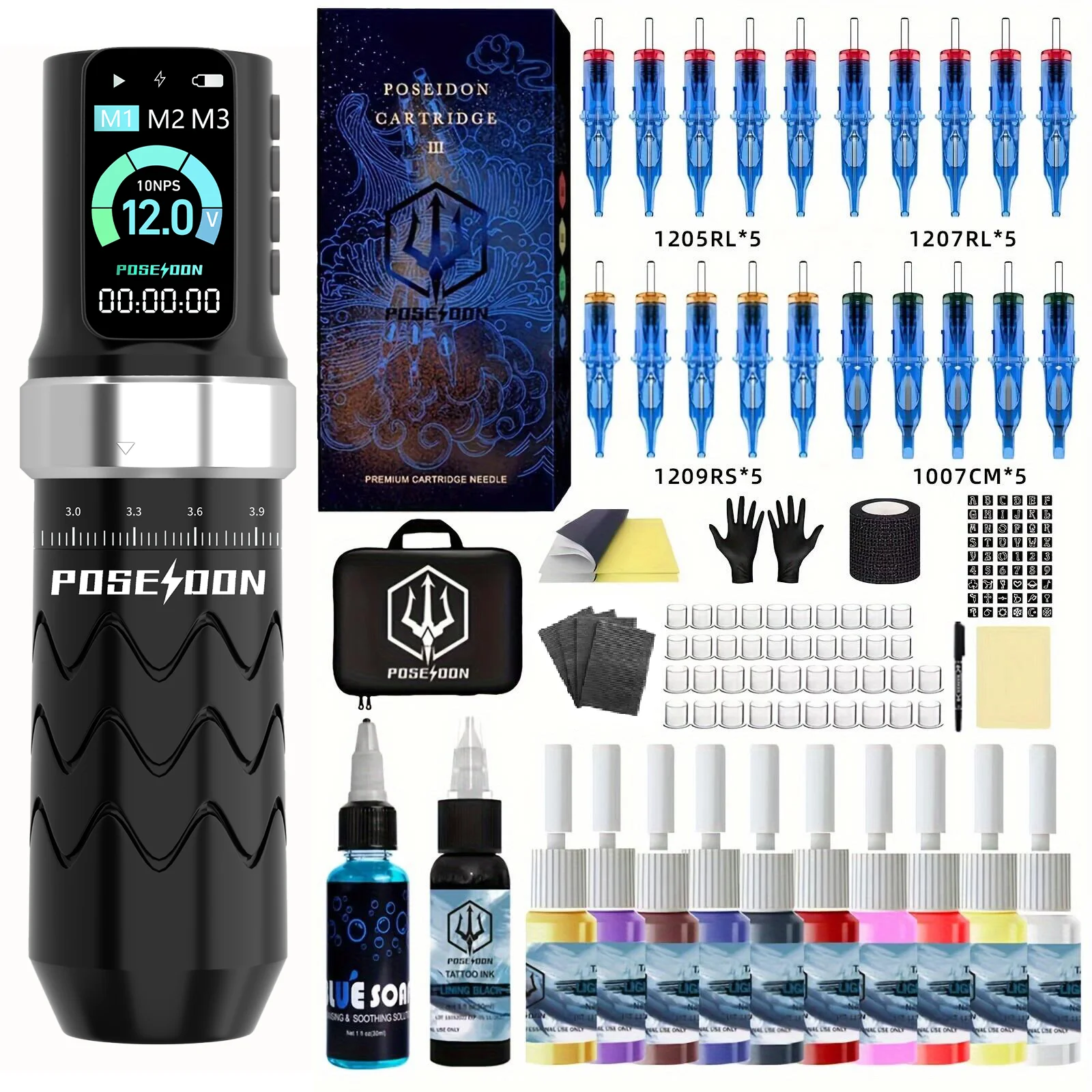 POSEIDON Tattoo Kit Technolog Tattoo Stift Kit Für Permanent Make-Up Tattoo Maschine Kit Einstellbare Tattoo Netzteil Tattoo Gun Image