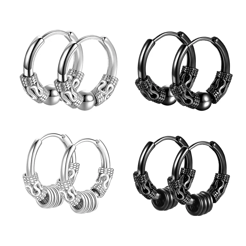 1 paar Punk Edelstahl Runde Kreis Totem Hoop Ohrringe Für Männer Frauen Nicht Verblassen Ohr Ringe Hip Hop Männlichen schmuck Image