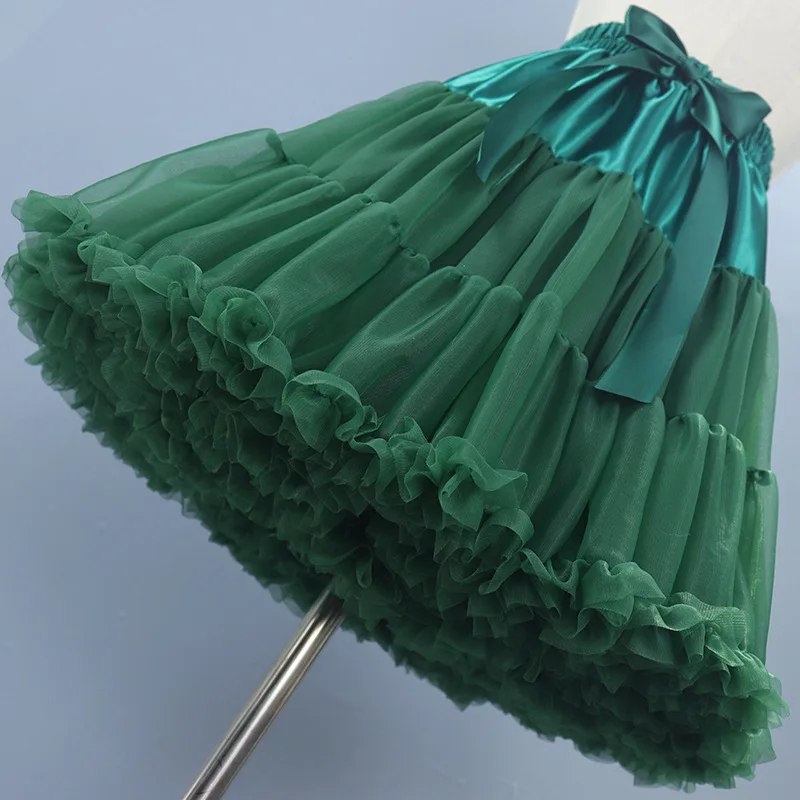 Neuankömmling Frauen Petticoat grün 40cm Tüll geschwollene kurze Vintage Hochzeit Braut Petticoat Unterrock Rockabilly Tutu