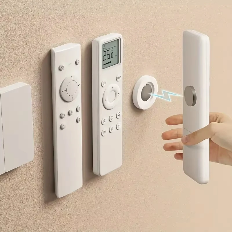 3/6 Stück magnetische Fernbedienungshalterung ohne Bohren – Wandhalterung für TV/AC/DVD-Fernbedienungen, weißes platzsparendes Design Image