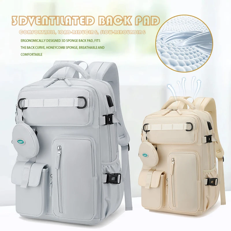 Reiserucksack für Damen, erweiterbarer Weekender-Wander-Laptop-Rucksack mit USB-Anschluss, großer wasserdichter 40-Liter-Herrenrucksack