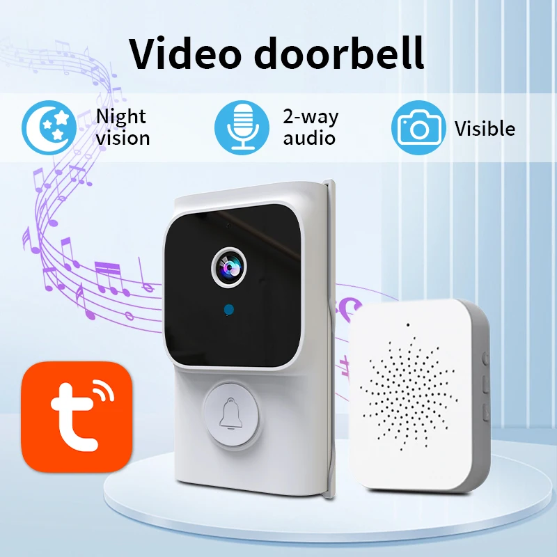Tuya APP Kostenloser Cloud-Speicher WiFi Türklingel Geringer Verbrauch Wake Up Türklingel Visuelle Türspion Home Security Türklingel Image