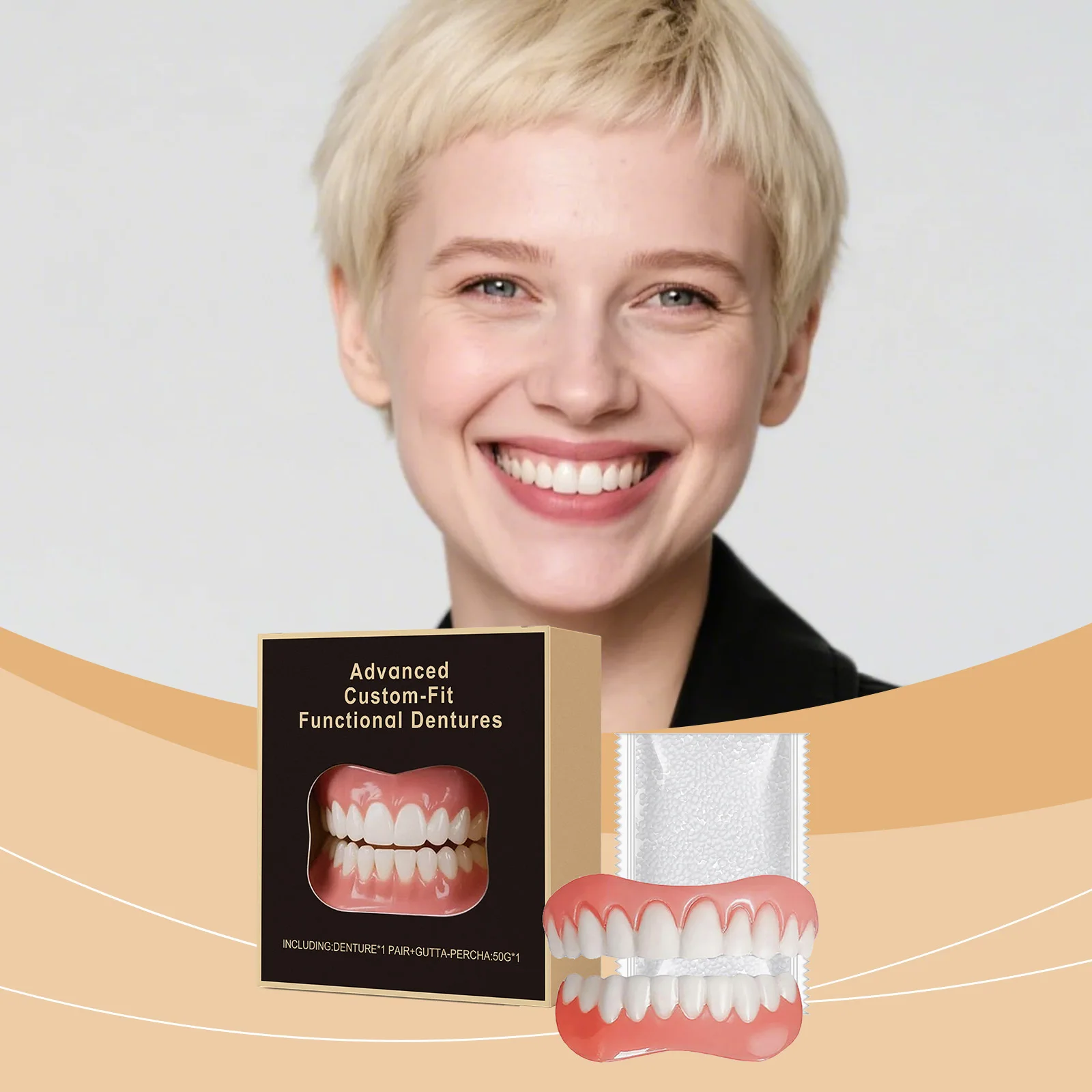 Volle Prothese Gefälschte Zähne Natürliche Silikon Oberen Unteren Veneers Paste Kit Temporäre Kieferorthopädische Erweichen Bleaching Oral Hygiene Pflege Image