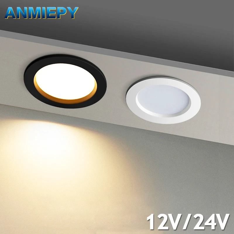 DC 12V LED-Downlight Deckenleuchte 24V Strahler 3W 5W 7W 9W 12W Einbauleuchte Gitter Ultra-dünn Sicherheitsspannung Rund Schwarz Weiß