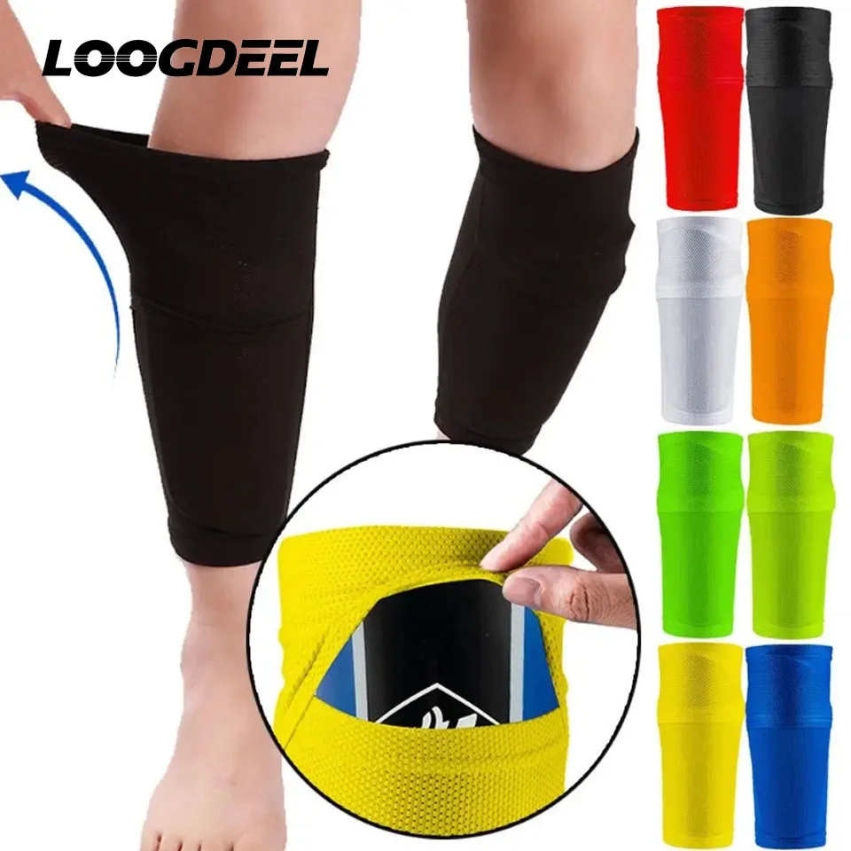 Loogdeel 1 Paar Sport-Sicherheits-Schienbeinschoner-Ärmel, Fußball-Schienbeinhalter, Spannsocken, Nylon-Beinschutz-Ärmel für Kinder, Jungen und Männer Image