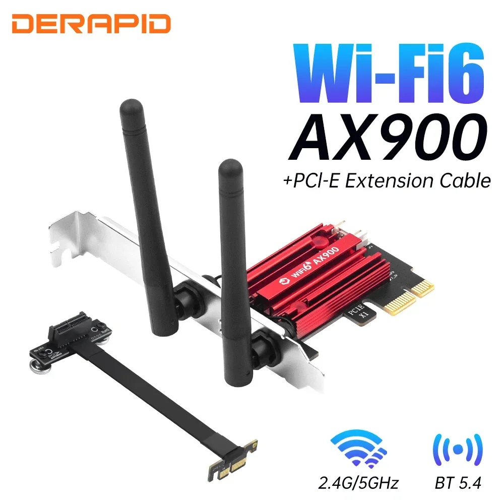 WiFi 6 Netzwerkkarte PCIe X1 Dualband Wireless 2,4 G/5 GHz 5,4 Wi-Fi6 Bluetooth-Hochgeschwindigkeitsantennen für Windows 10/11 Desktop-PC Image