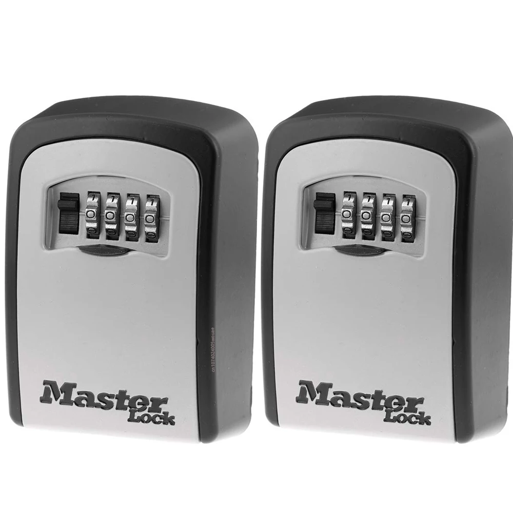 Master Lock Schlüssel-Aufbewahrungsbox, Edelstahl, Wandmontage, Outdoor-Schließfach für Hausschlüssel, Schlüsselsafe mit Zahlenschloss, groß Image