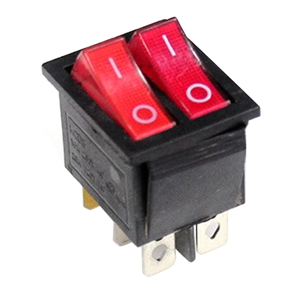 Dual Boat Wippschalter SPST 6 Pin 2 Position Wippschalter mit rotem Licht EIN/Aus 6 Anschlüsse Mini Wippschalter Elektrowerkzeuge Image