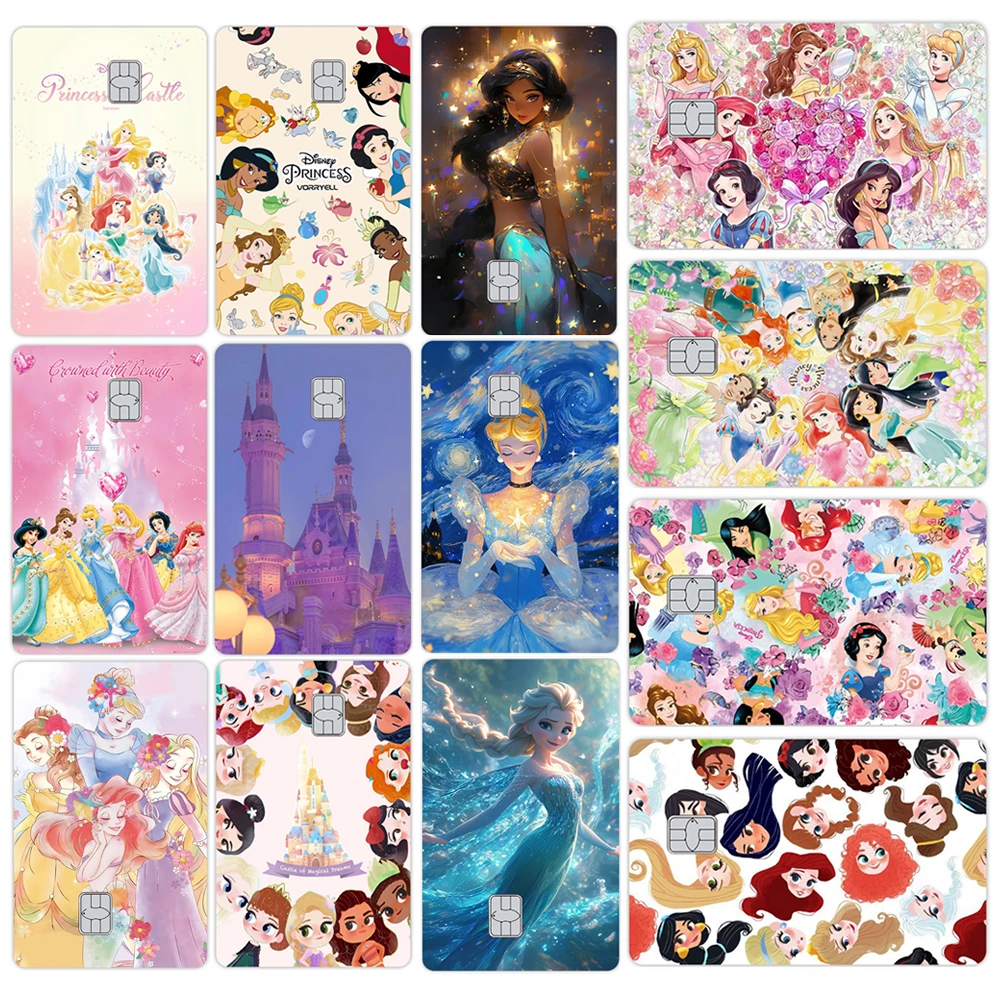 Cartoon Kredit Debit Karte Matte Haut Aufkleber Transport Karte Dekoration Elsa Ariel Cinderella Belle Prinzessin Mädchen Aufkleber Image