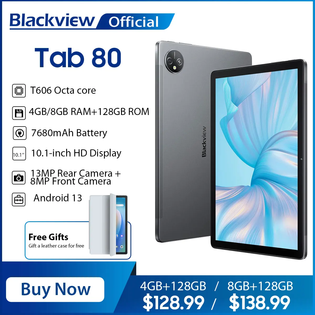 Black view Tab 80 Android 13 Tablet 8GB 128GB 10,1 Zoll HD-Display T606 Octa Core 7680mAh 2,4g/5g WLAN 13MP Rückfahr kamera 4g Tablet Image