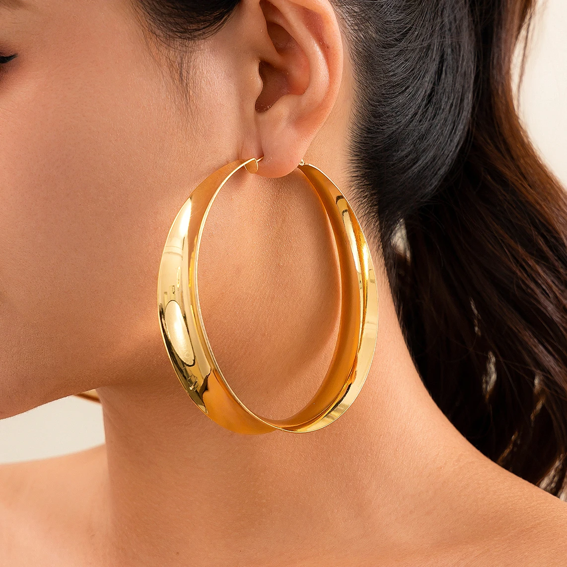 Übertriebene große Punk geometrische Kreis Creolen für Frauen 2024 Trend Vintage glatte Piercing Ohrring y2k Schmuck Geschenk neu