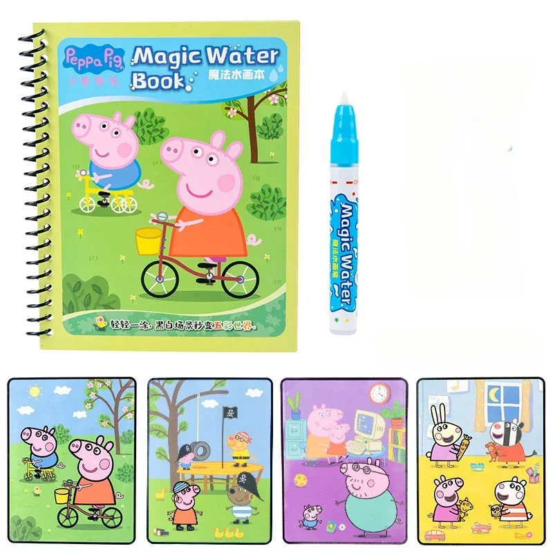 Peppa Pig Page's Water Painting Book Baby's Brainstorming Development Graffiti Clear Water Zeichenbrett Waschbares Zeichenbuch Image