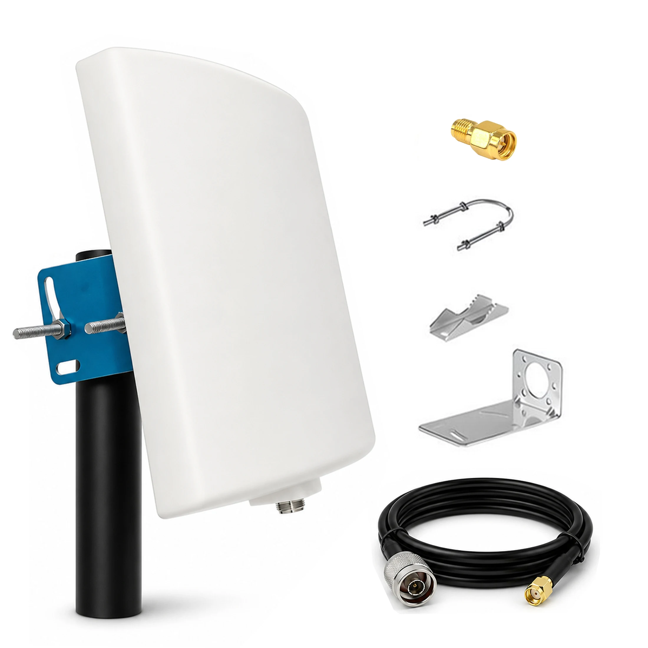 WiFi-Antenne für den Außenbereich, große Reichweite, direkt, Dualband-WLAN-Panel 2,4 GHz, 5,8 GHz, 5 GHz, 15 dBi, für WLAN-Router, AP, 3 Meter Kabel, RP-SMA Image