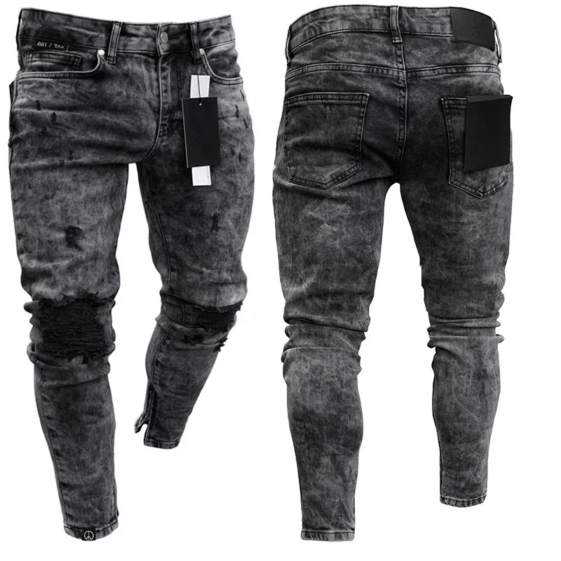Zerrissene Jeans Männer Stretch Skinny Grey Blue schwarz Hip Hop Jeans hose Streetwear Casual Slim Fit Jeans für Männer Jogging Jeans