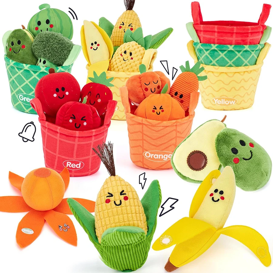 Baby Sensorisches Spielzeug Mein Erstes Obst Gemüse Farbsortierung Spielen Essen mit Knisterrassel Babyspielzeug Montessori Spielzeug für Kleinkinder