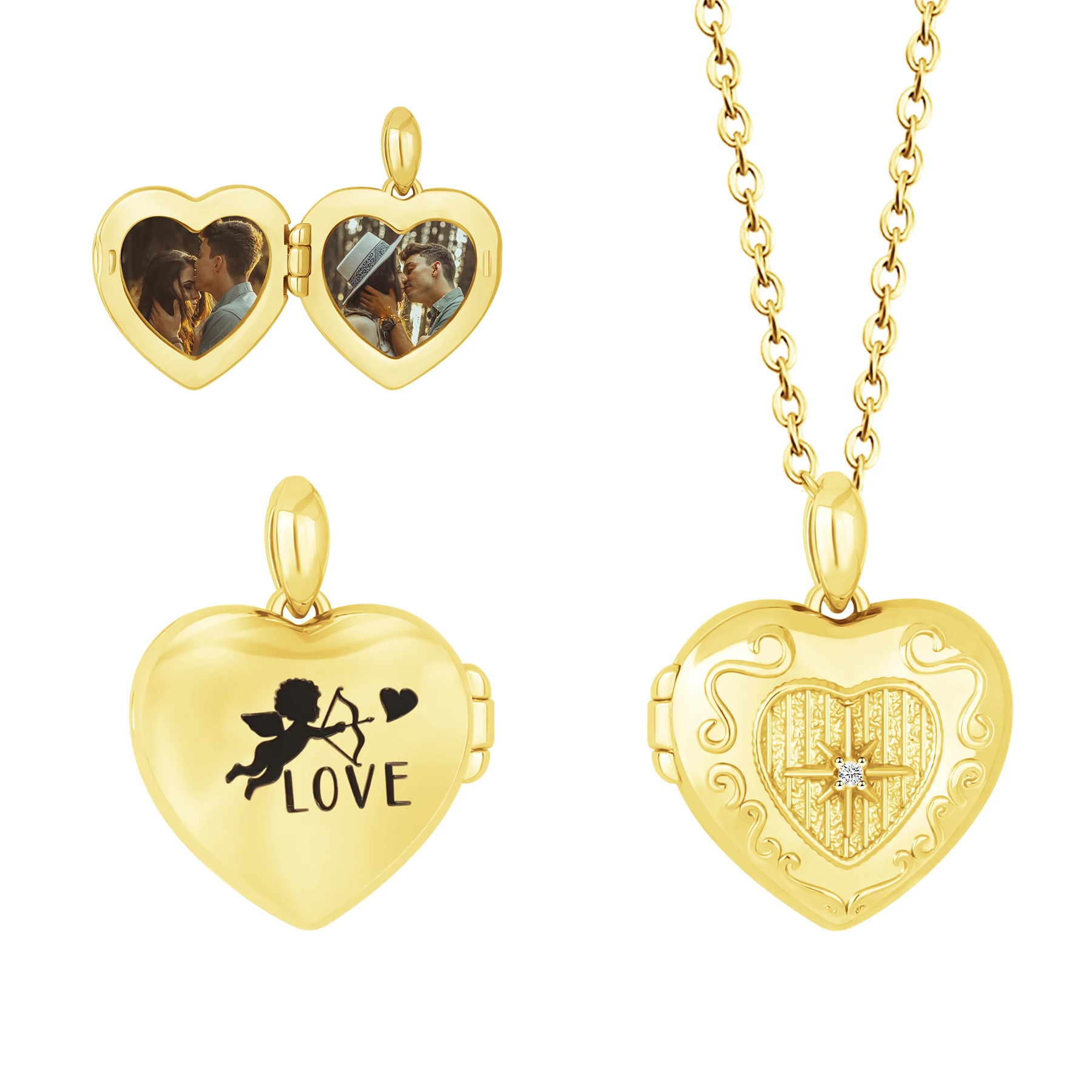 Benutzerdefinierte Foto Herz Medaillon Halskette personalisierte Phrase Foto Box Medaillon Anhänger Halsband Mama Paar Familie Memorial Schmuck Geschenk Image