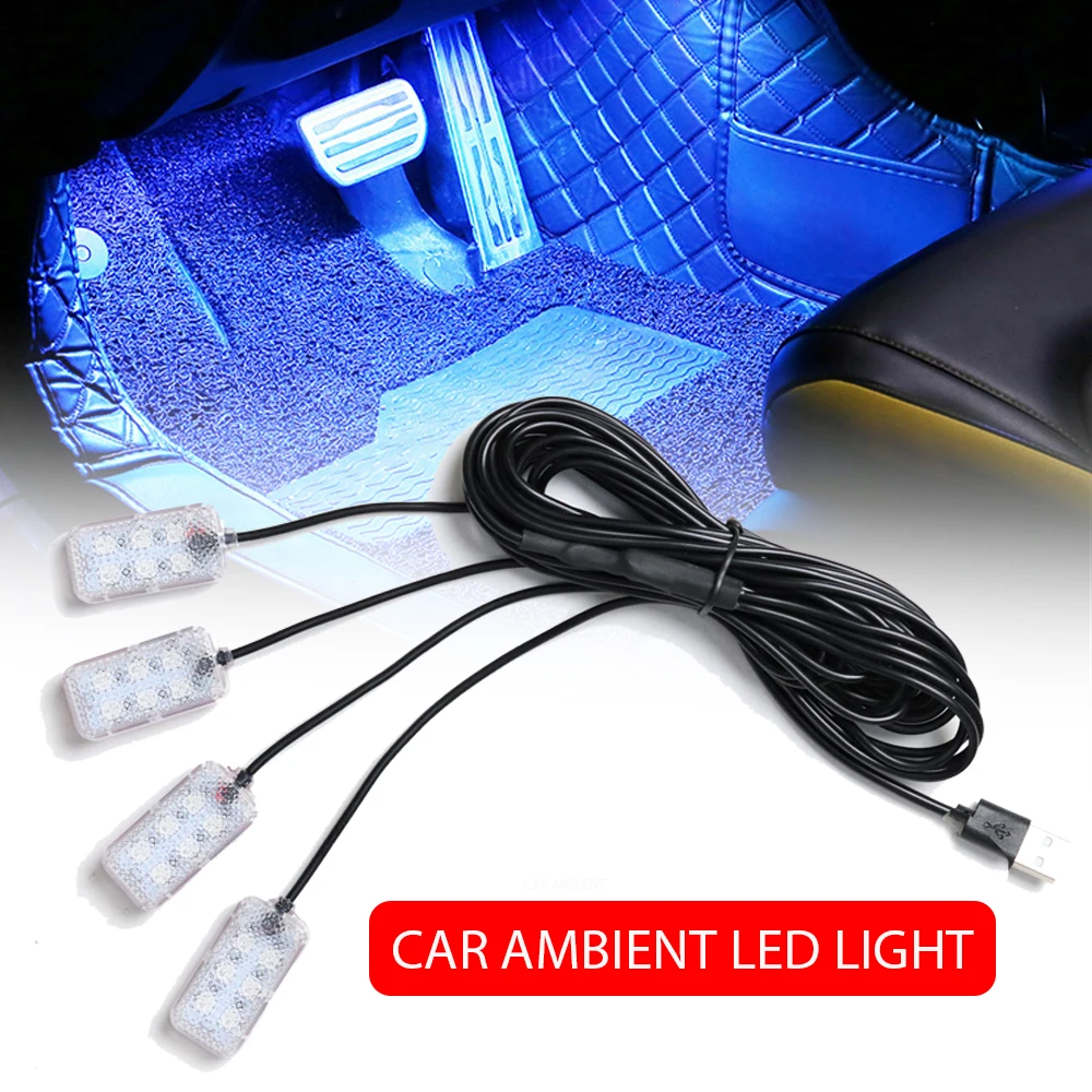 LED Auto Innen Umgebungs Fuß Streifen Licht Kit Zubehör Hintergrundbeleuchtung Auto Innen Umgebungs Lampen mit LED Rosa Licht