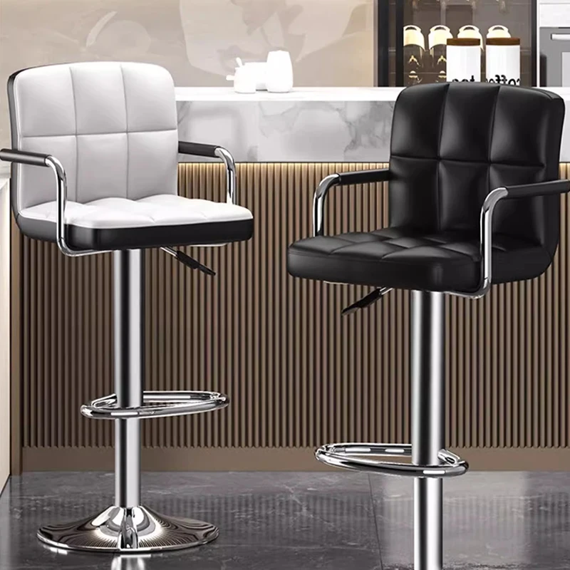 Designer-Barhocker aus Leder, schwarz, verstellbar, modern, für Schlafzimmer, minimalistische Barhocker, ergonomisch, bequem, Sillas, einzigartige Möbel