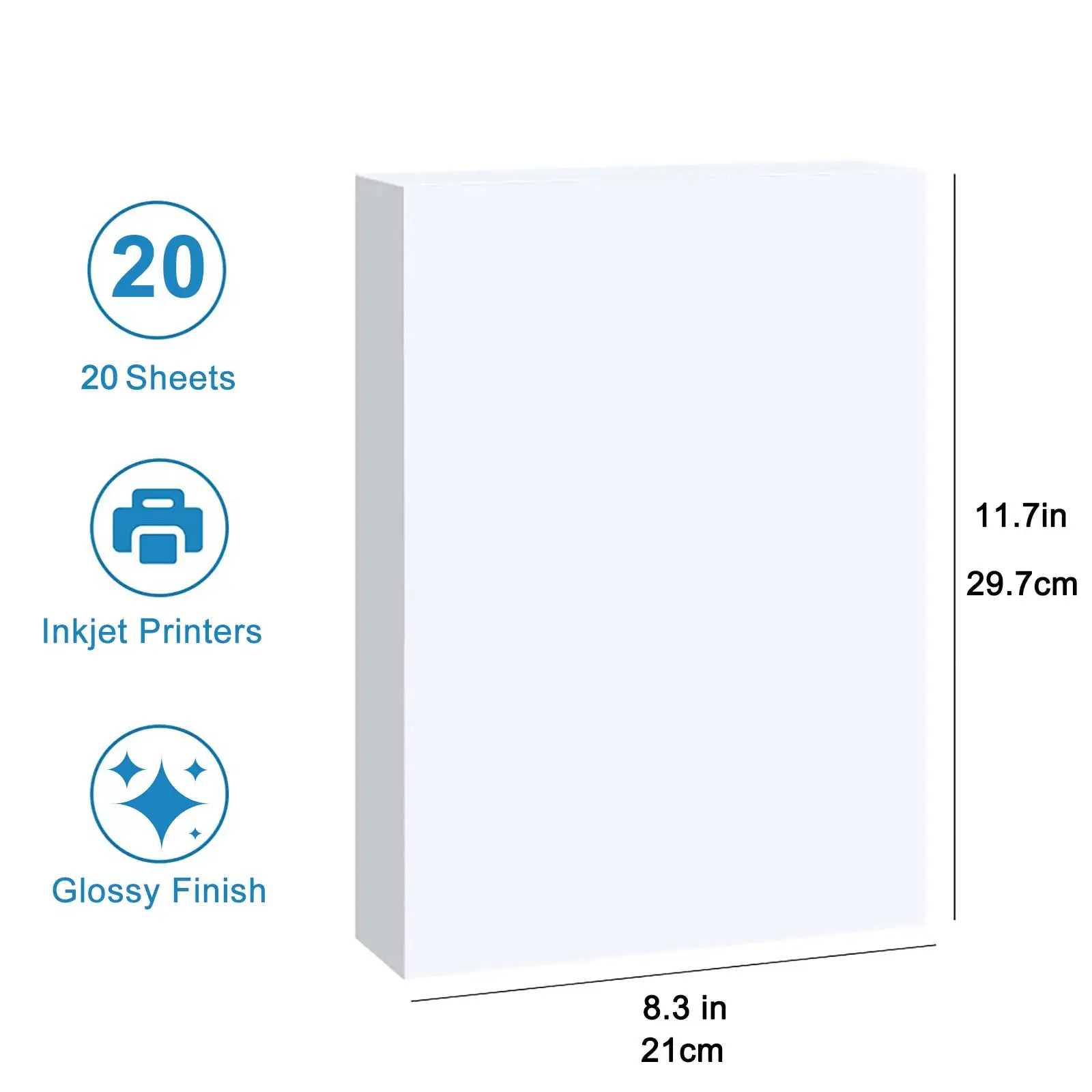 20 Blatt glänzendes A4-Fotopapier für Tintenstrahldrucker, helle Farbe, geeignet für Fotografie, Familie, Festivals Image