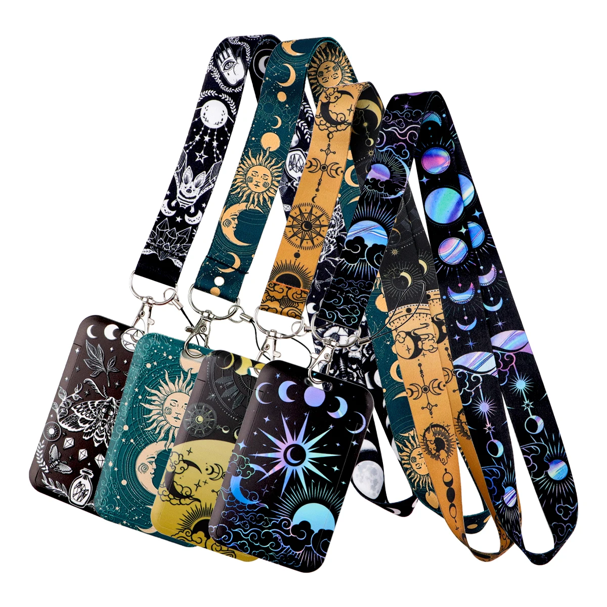 Sonne Mond Gesicht Phase Lanyard Neck Strap Schlüsselbund ID Karte Abdeckung Abzeichen Halter Handy Hängen Seil Schlüsselring Anime Zubehör Geschenk Image