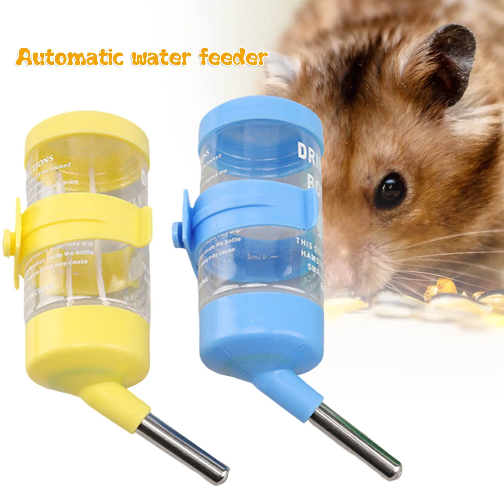 Wasserflasche für Hamster, kein Tropfen, Wasserspender für kleine Tiere, Haustiertrinkerständer für Meerschweinchen/Hamster/Hasen/Frettchen Image