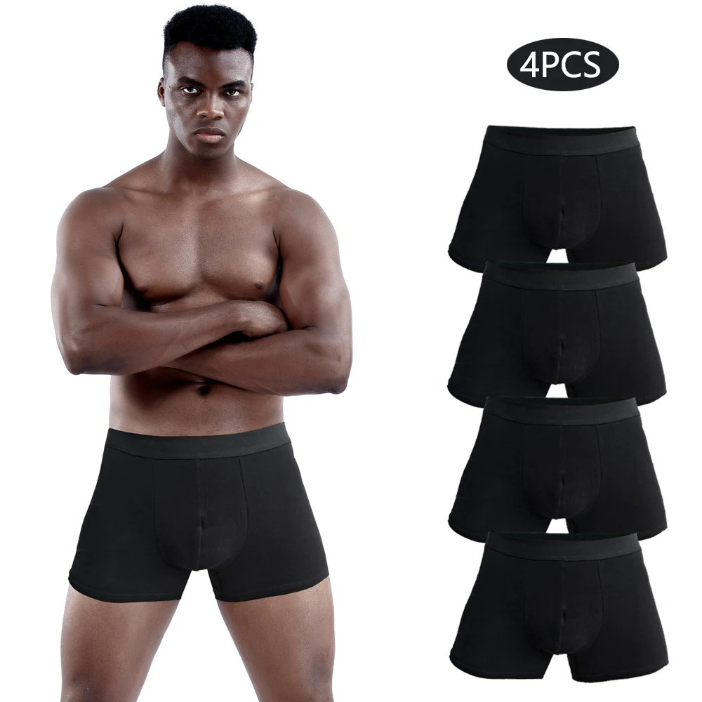 4 stücke schwarz Herren Unterwäsche Männer boxershorts Baumwolle Unterwäsche für mann Boxer Sexy Männliche Unterhose Schlüpfer der Männer marke Image
