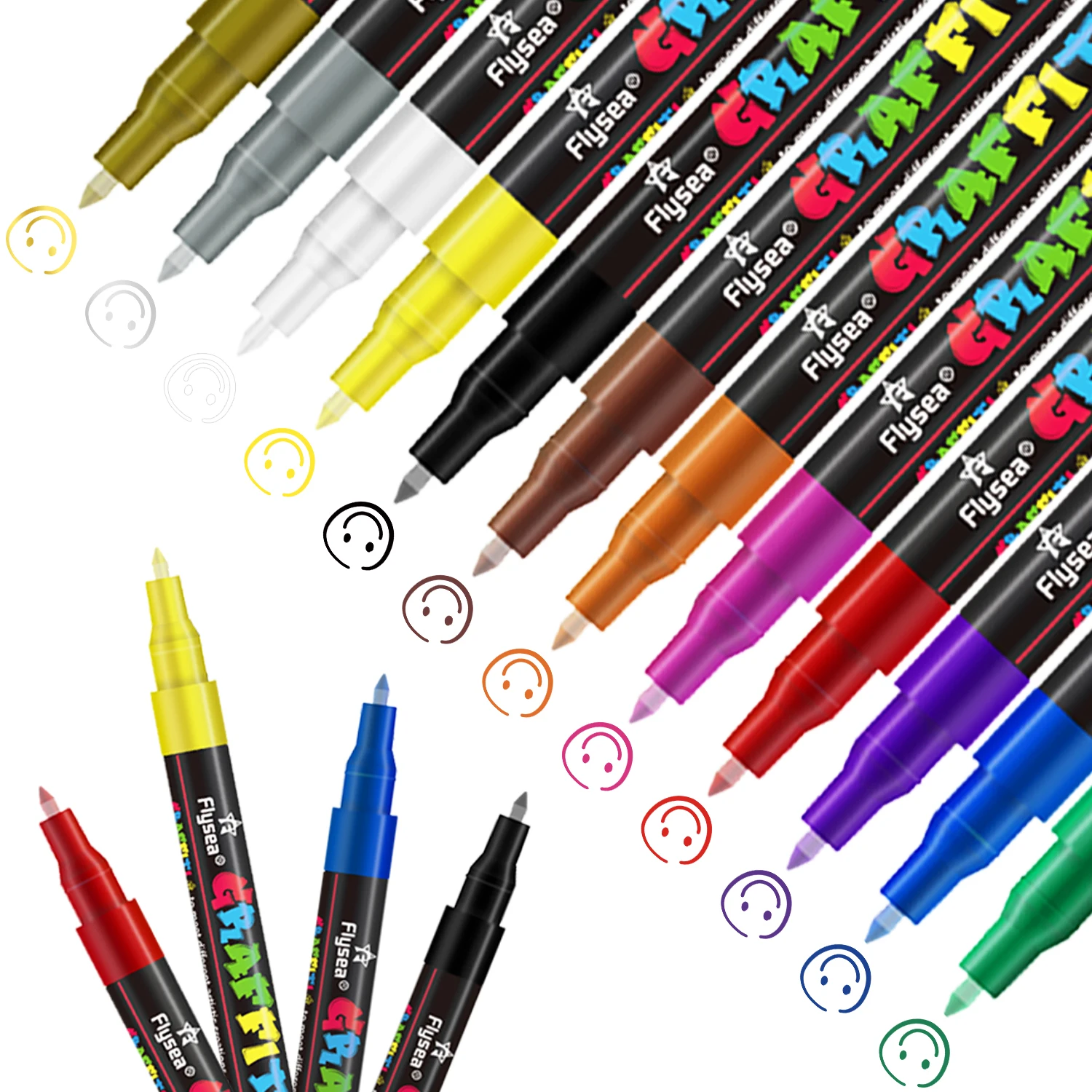 12/18/24 Farben Acryl-Graffiti-Stifte Premium Ultrafein für Künstler, Designer und Graffiti-Enthusiasten für verschiedene Kreationen Image