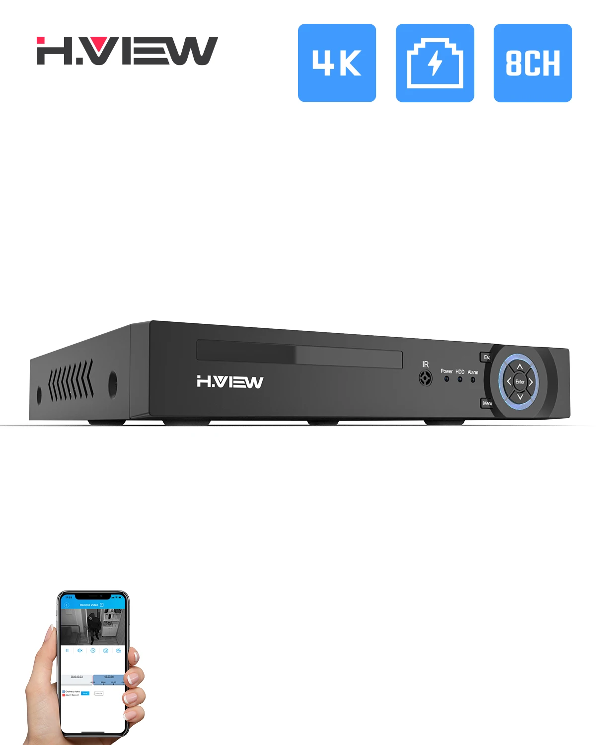 H.View 4K 8Ch Poe Nvr 8Mp Cctv Sicherheit System Gesicht Erkennung H.265 Netzwerk Überwachung Audio Video Recorder Für Ip kamera Image