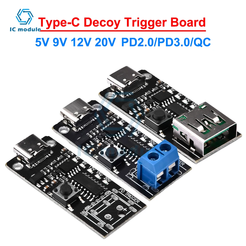 100w 5a USB Typ C PD/QC Lockvogel Trigger Board 5V 9V 12V 20V Ausgang PD 2,0 3,0 Trigger Adapter Kabel anschluss Polling Detektor Image