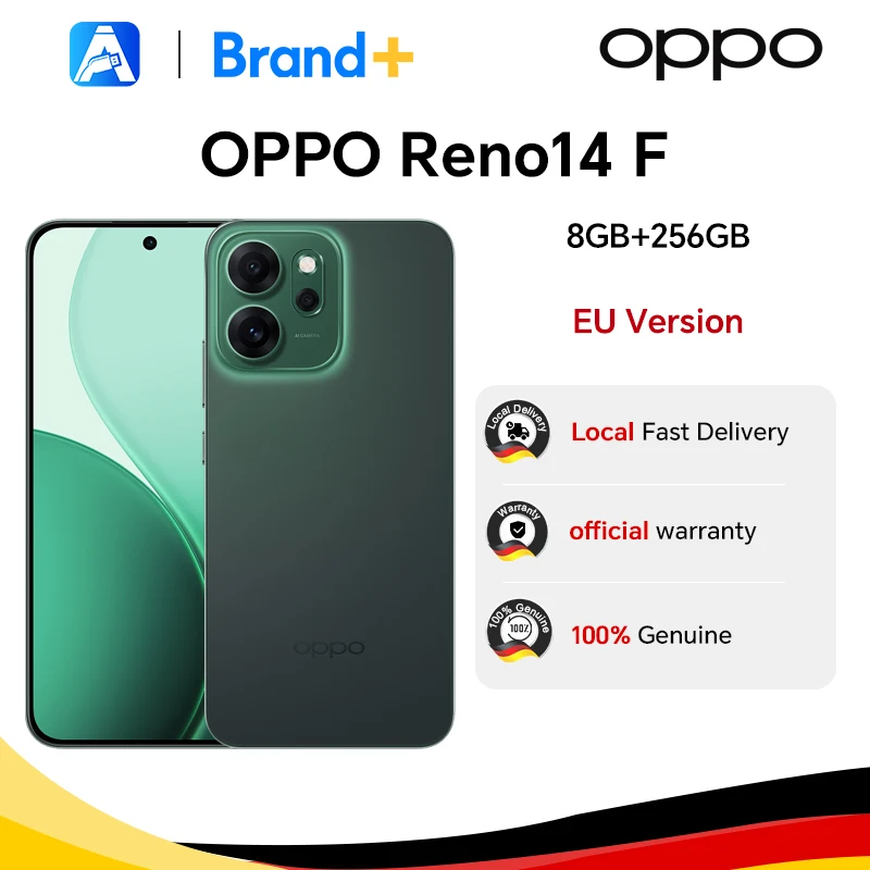EU-Version OPPO Reno14 F 5G Smartphone, 6,57-Zoll-Display, Snapdragon 6 Gen 1, 6000-mAh-Akku, 50-MP-Kamera, eSIM, NFC, GLONASS Image