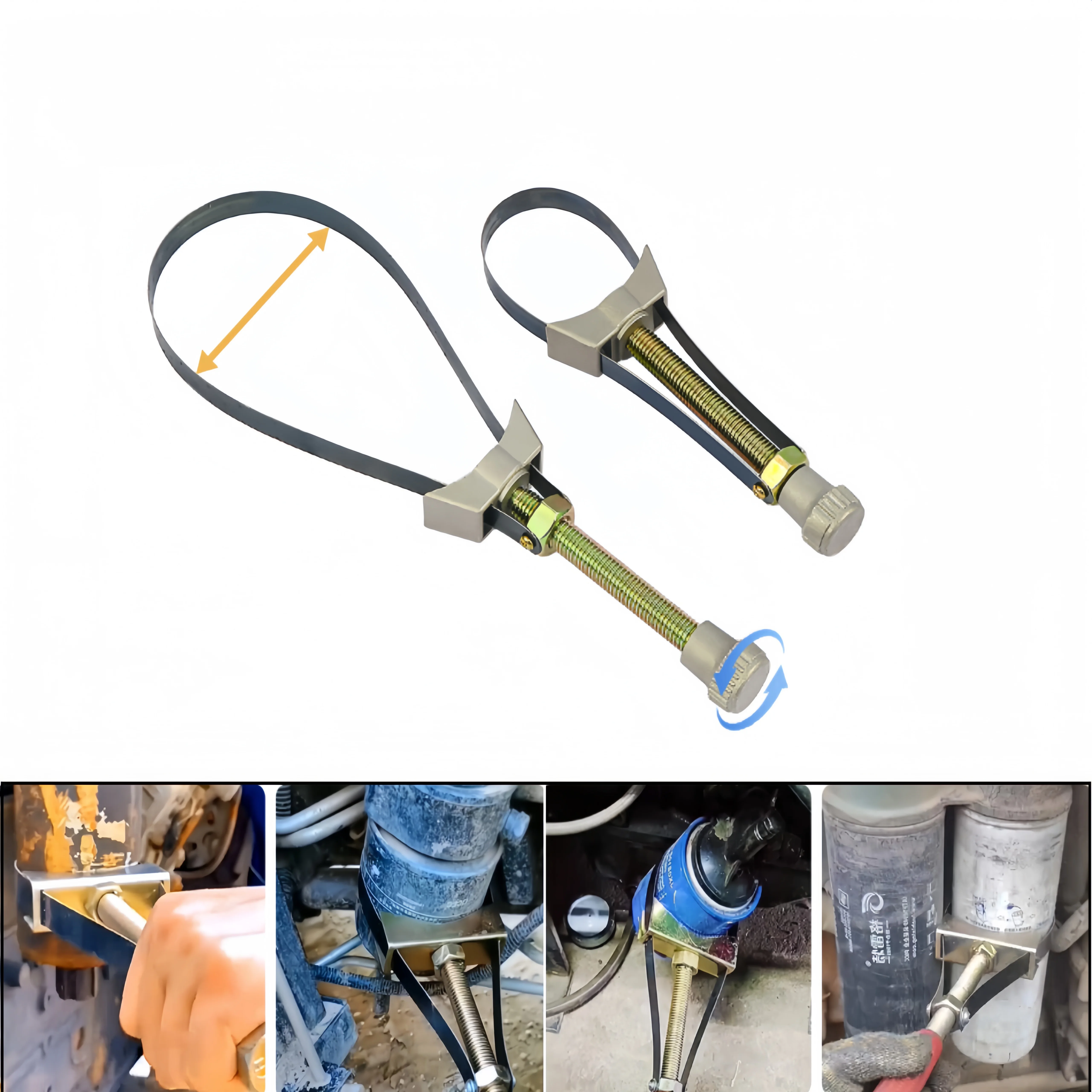 Ölfilterschlüssel, robust, verstellbar, Stahlarmband, 60–120 mm Durchmesser, universelles Werkzeug zum Entfernen von Ölfiltern für Auto, Auto, Motorrad