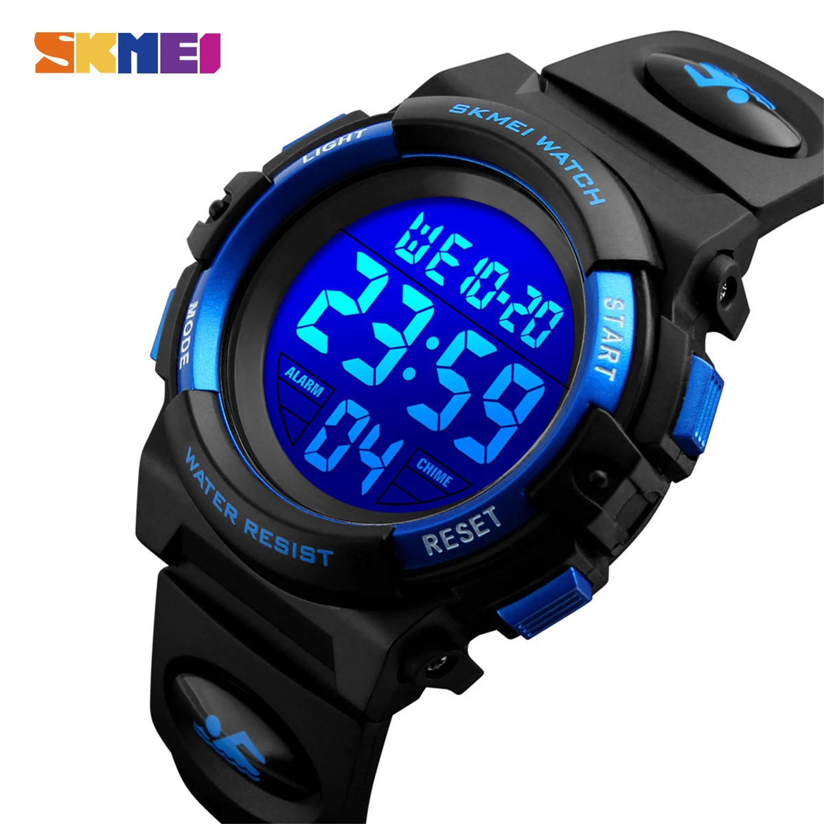 SKMEI Kinder LED Elektronik Digitaluhr Chronograph Uhr Sportuhren 5Bar Wasserdichte Kinderarmbanduhren für Jungen Mädchen Image
