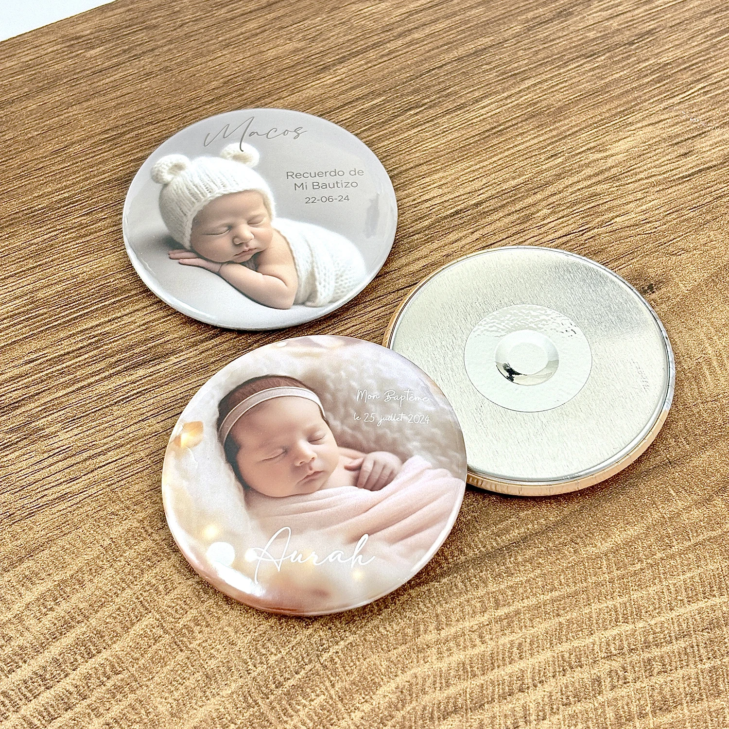 Personalisierte Kühlschrankmagnete, Taufe, Gastgeschenke, individuelle Fotomagnete, Taufe, Souvenirs, Jungen und Mädchen, Geschenke für Gäste Image