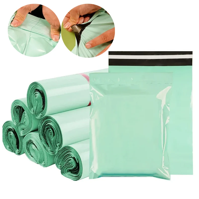 50 Stück verdickte PE-Grün-Express-Versandtasche, Poly-Versandtaschen für den Versand, Kuriertasche, Aufbewahrungspaket, Beutel für kleine Unternehmen Image