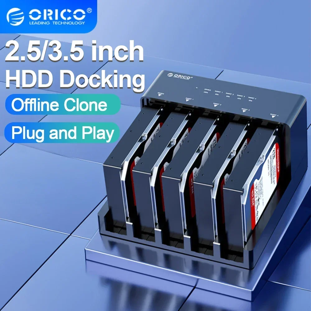 ORICO Festplatten-Dockingstation 2/5 Bay SATA zu USB 3.0 HDD-Docking für 2,5/3,5 Zoll HDD/SSDStation mit Offline-Klonfunktion Image