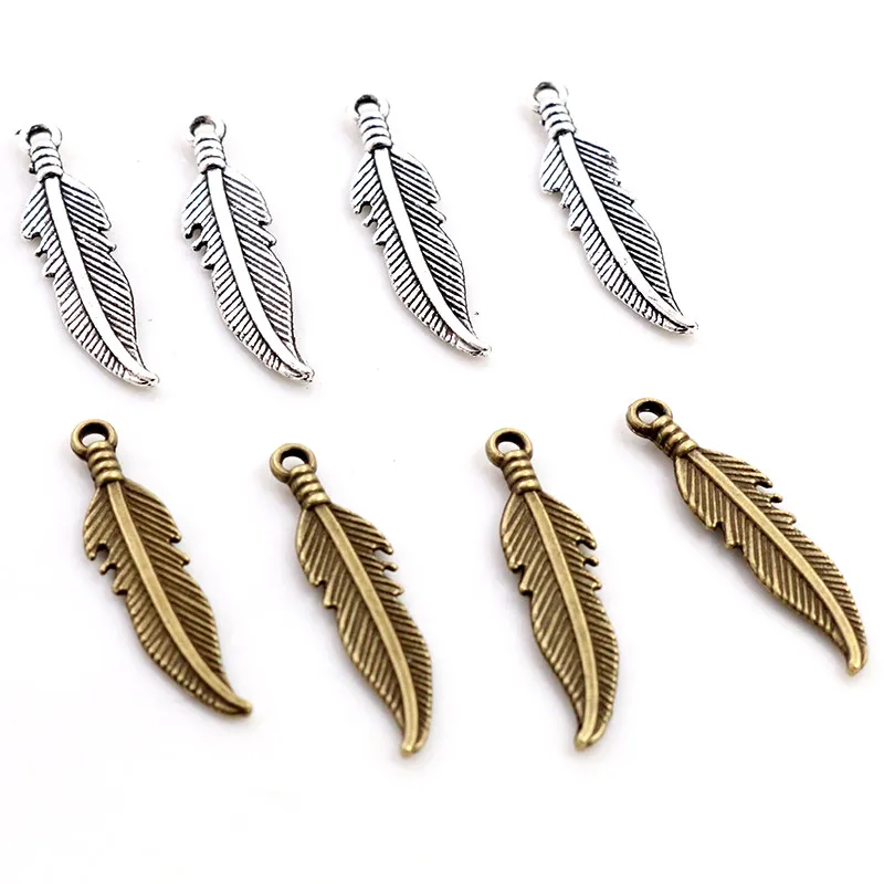 Charme Feder 20 stücke 27x7mm Tibetischen Bronze Antike Silber Farbe Anhänger Antiken Schmuck, Die DIY Handgemachten Handwerk