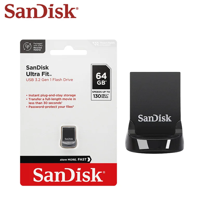 Original SanDisk USB 3.2 Gen 1 Flash-Laufwerk CZ430 32GB 64GB Mini Ultra Fit Speicherstick 16GB 128GB 512GB U-Stick für PC Image