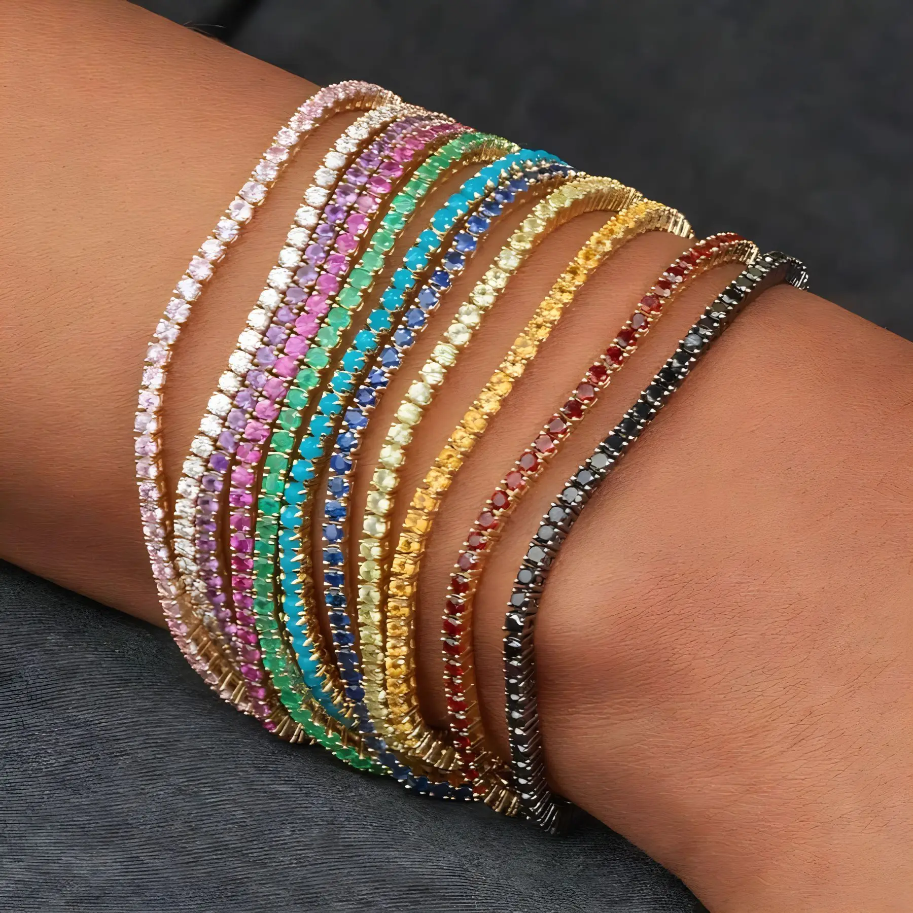 11PCS Fashion Shining Armband Stapel Exquisite Strass Elastizität Armband Image