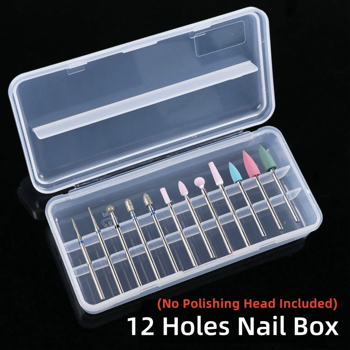 1Pcs 10/12/20/30 Löcher Nagel Box Nagel Bohrer Display Werkzeuge Bohrer Halter Klar Lagerung box Für Elektrische Dreh Dateien Zugang Image