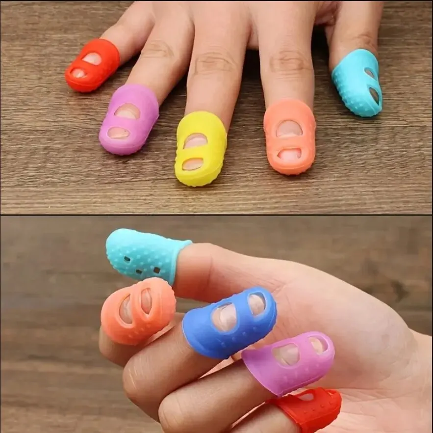 5 Teile/satz Verdickte Universal Finger Silikon Gitarre String Finger Abdeckung Finger Schutzhülle Verschleißfest Und Nicht-Slip Image