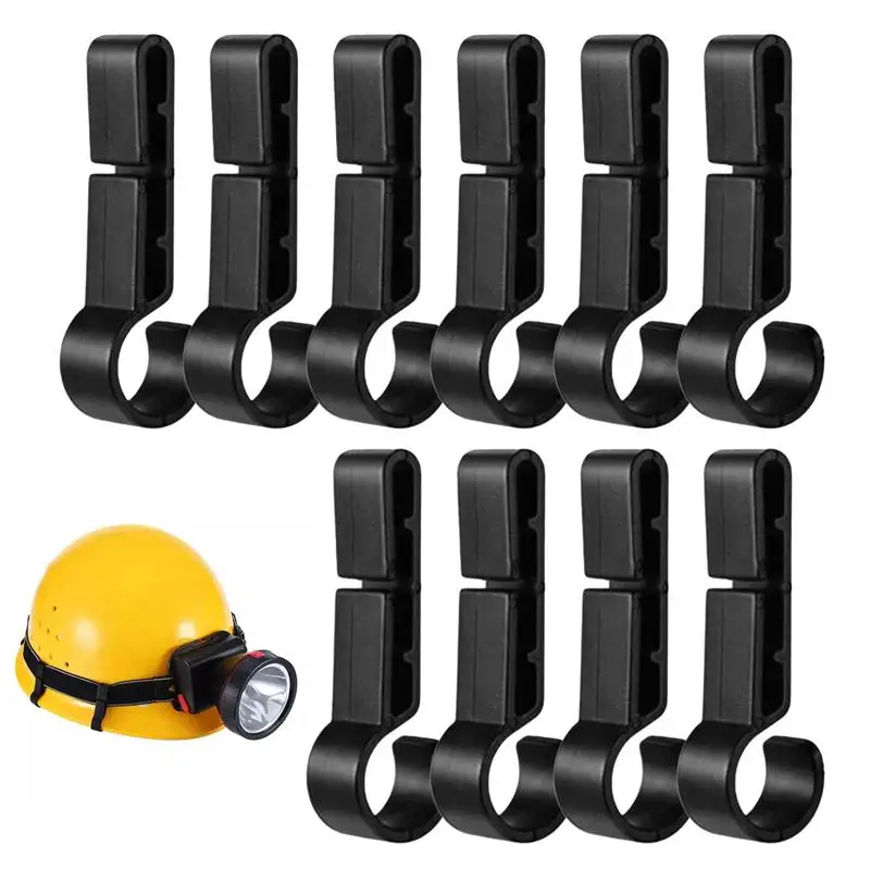 10 Stück Kunststoff-Helmbefestigungsclips, schwarze Scheinwerferklemmen, rutschfestes Set, Hartschalenhelm, Haken Image
