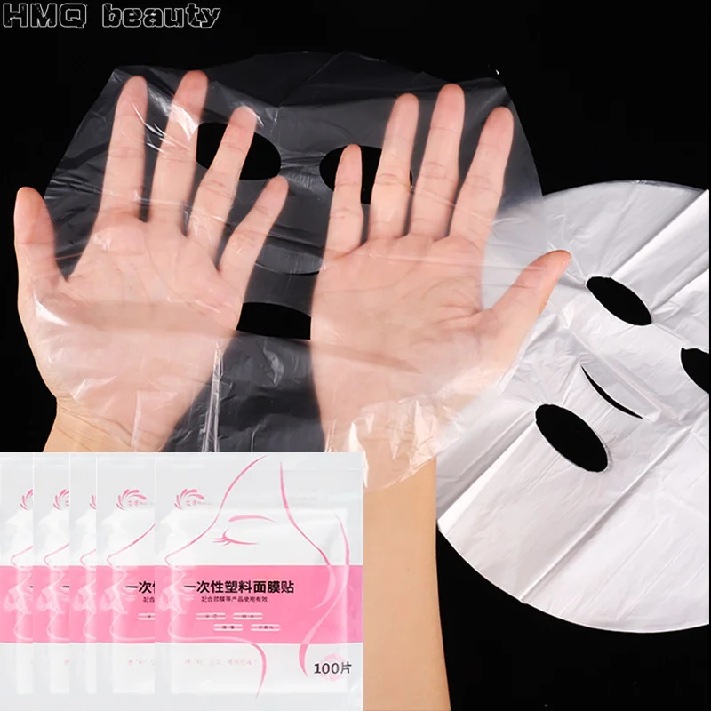 Einwegmasken Wrap Gesicht Kunststofffolie Vollgesichtsreiniger Maske Hals Aufkleber Papier Transparent DIY Gesichtsschönheit Hautpflege Werkzeug Image