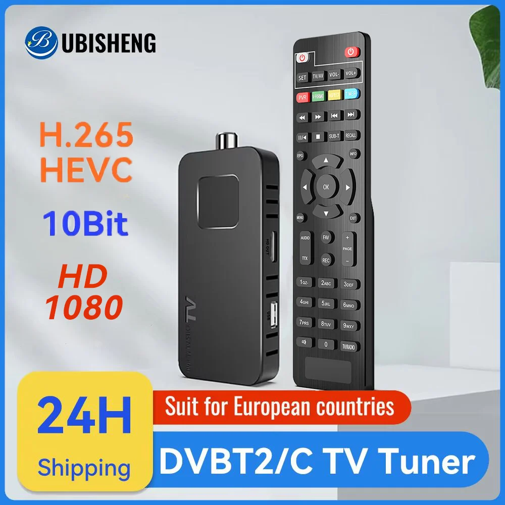 Für Europa H.265 DVB-T2&C TV Decoder Dolby HD 1080P Mini TV Tuner HEVC 10Bit U8mini Digital Terrestrische empfänger Unterstützung WiFi Image