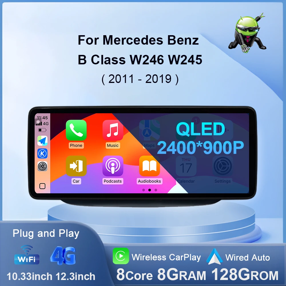 Android 14 für Mercedes Benz B-Klasse W246 W245 2011–2019 Autoradio Video Drahtloser Player Carplay DSP Stereo Touchscreen WiFi Image
