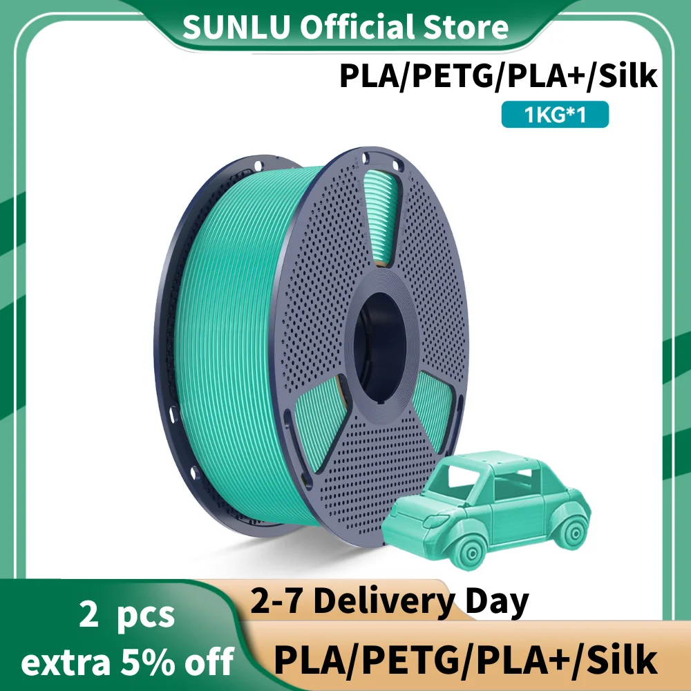 SUNLU 3D-Drucker 1 kg PETG/PLA/PLA+/SEIDE 1,75 mm Toleranz+/-0,02 mm Filament keine Blasen aus RU/EU-Lager und Vakuumverpackung Image