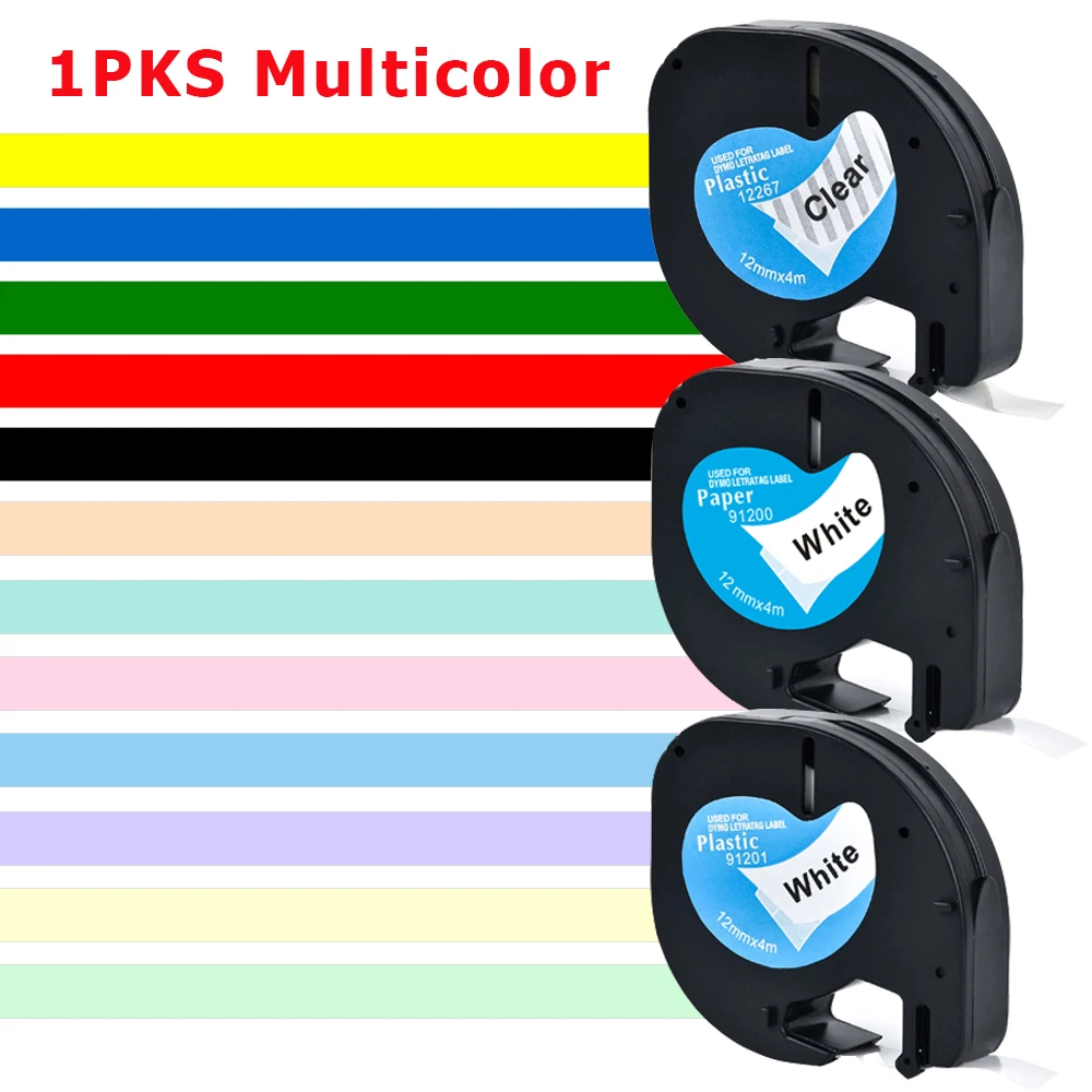 1PCS 91201 91202 12267 91200 Label Für Dymo LetraTag 12mm 91331 91330 Band 18769 91203 91205 91208 für LT-100H LT-100T 200B Image
