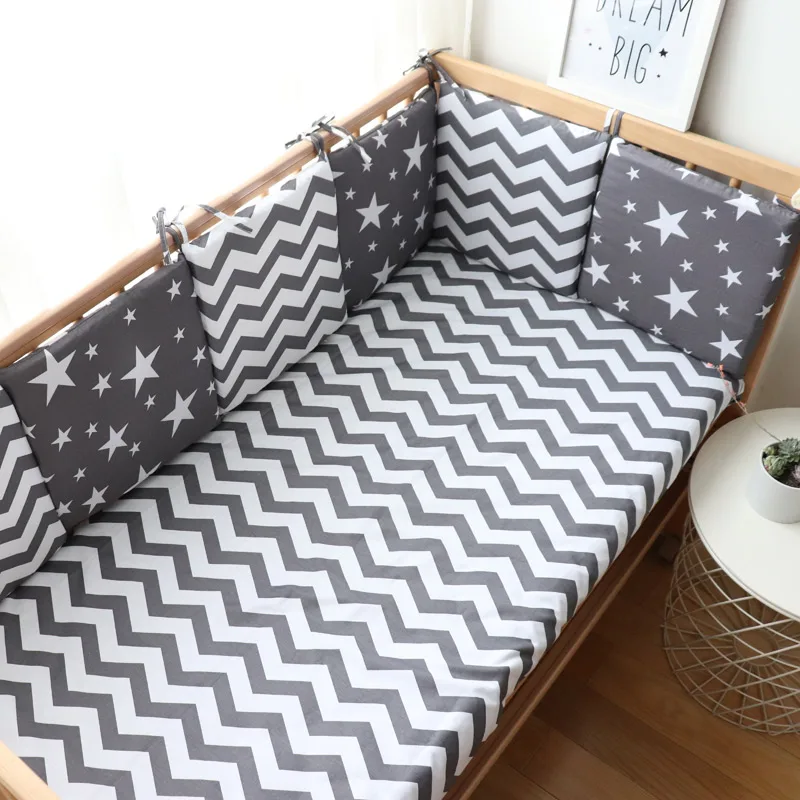 Baby Stoßfänger Für Neugeborene Nordic Dicke Weiche Stoßfänger In Der Krippe Für Baby Zimmer Dekoration Krippe Protector Für Baby Cot 6 Pcs Set Image