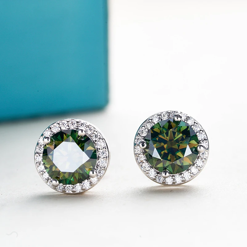 Joyce Kelly 6,5 mm 1 Karat bunte Moissanit-Ohrringe, Unisex, männlich, weiblich, S925-Sterlingsilber, funkelnder feiner Schmuck, Herren-Ohrstecker Image